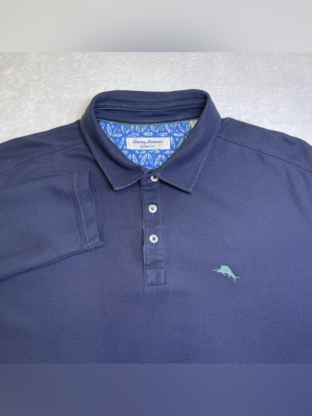 Tommy Bahama IslandZone Navy Blue Long Sleeve Polo Shirt XL Supima Cotton